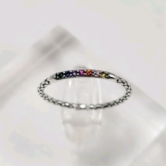 Sterling Silver Rainbow Stack Band